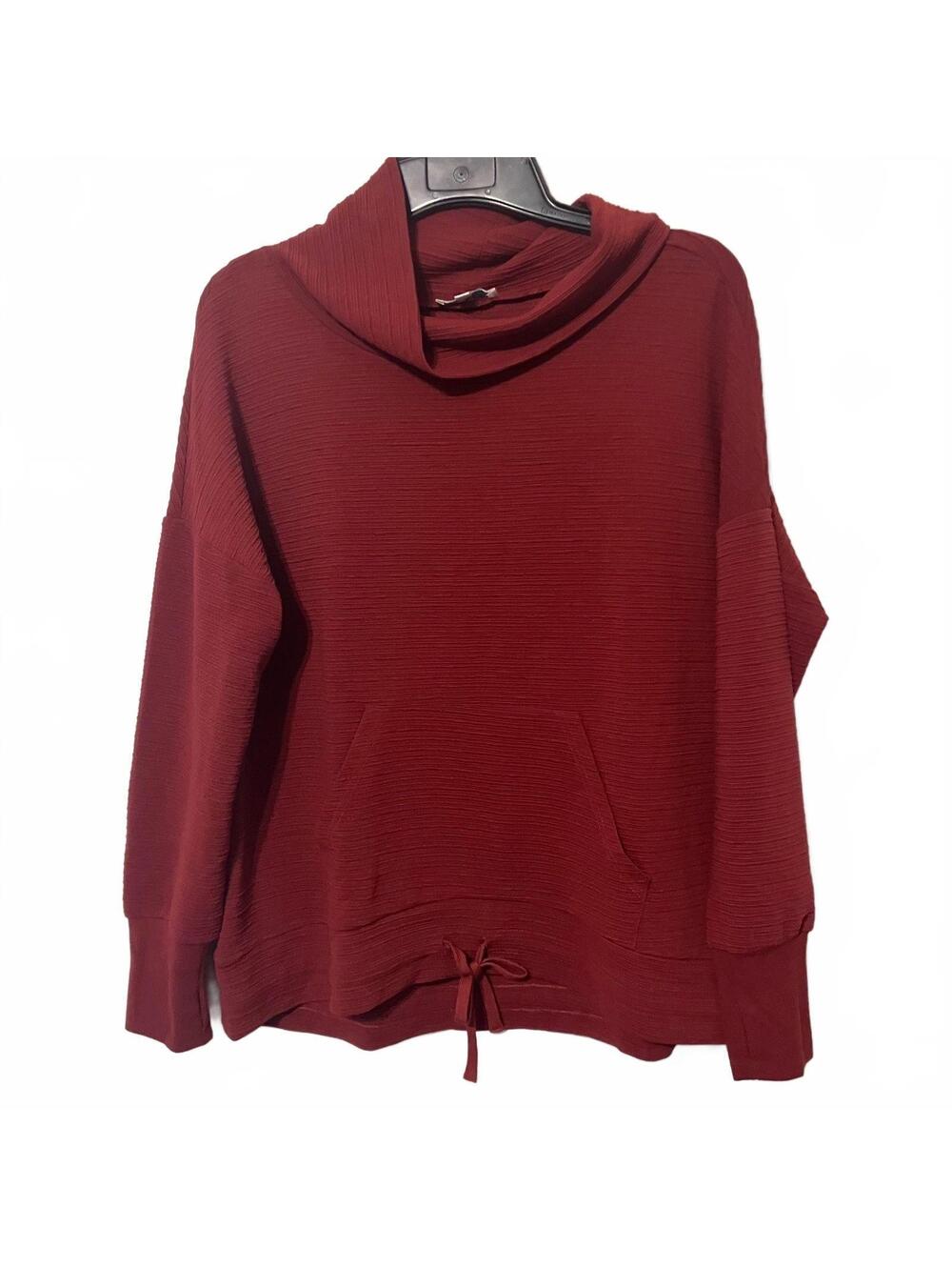 Grace & Lace Women's Cozy Knit Cowl Neck Kangaroo Pocket Pullover Sweater Large